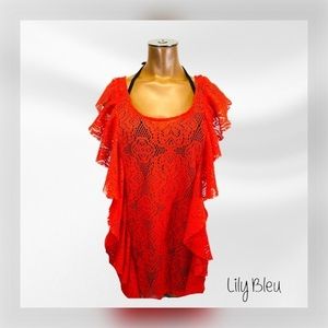 👙 LILY BLEU || Ruffle Front Knit Beach Cover-Up-